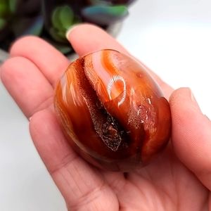 Natural Carnelian With Druzy Cave Palm Stone B